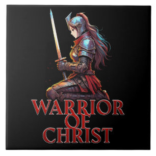 Warrior of Christ Woman Prayer Christian Bible Ceramic Tile