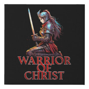 Warrior of Christ Woman Prayer Christian Bible Faux Canvas Print