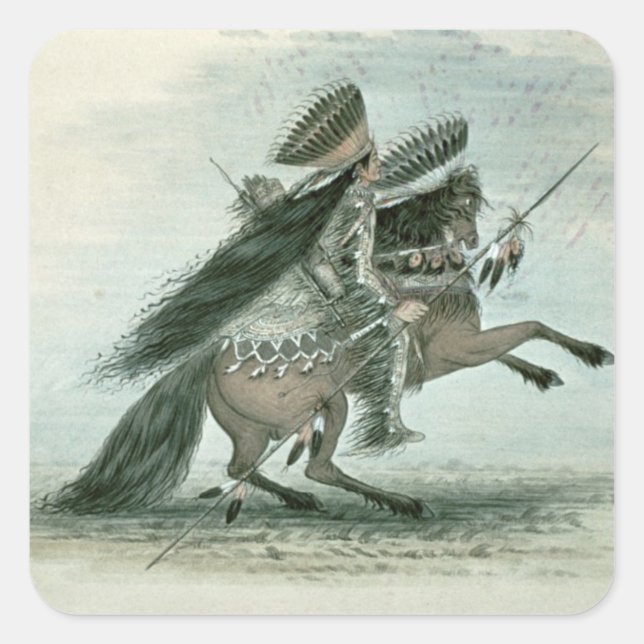 Warrior of the Crow Tribe (w/c on paper) Square Sticker (Front)