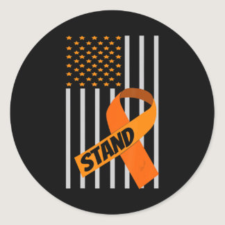 Warrior Orange Ribbon Leukemia Cancer Awareness  Classic Round Sticker