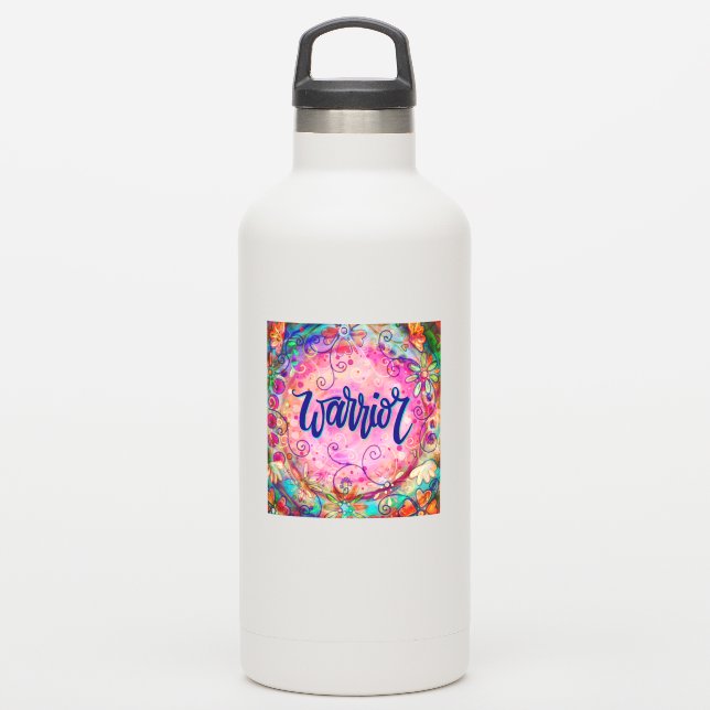 Warrior Pink Floral Encouragement Inspirivity Sticker (Waterbottle)