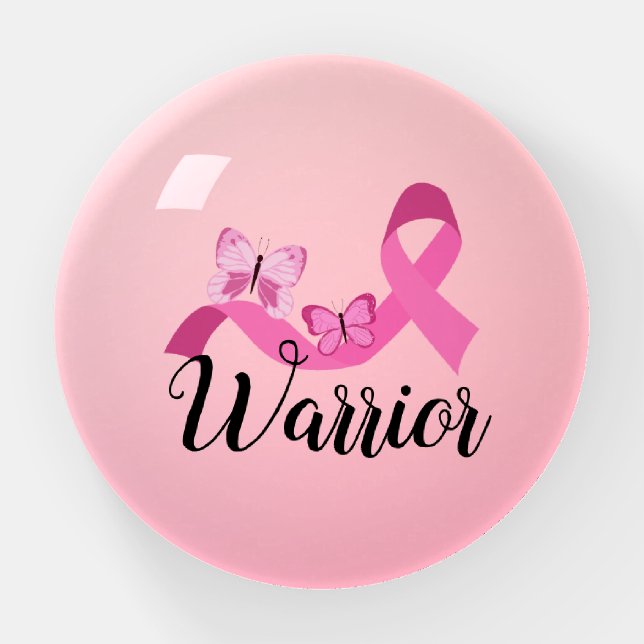 Warrior Pink Quote Breast Cancer Paperweight (Front)
