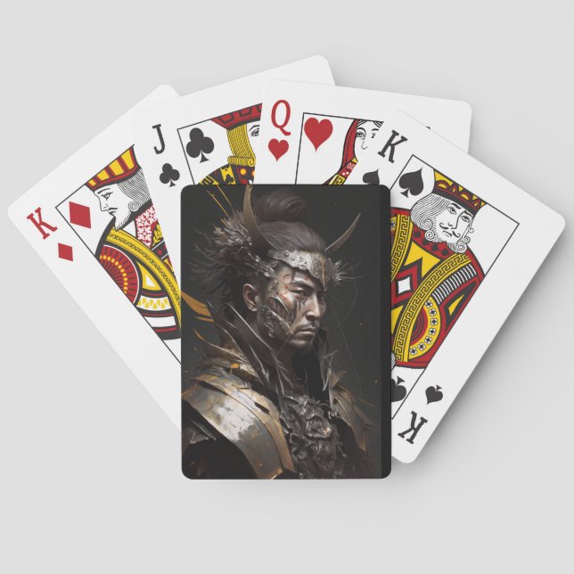 Warrior Portrait Fantasy Painting Dark Character  Poker Cards (Back)