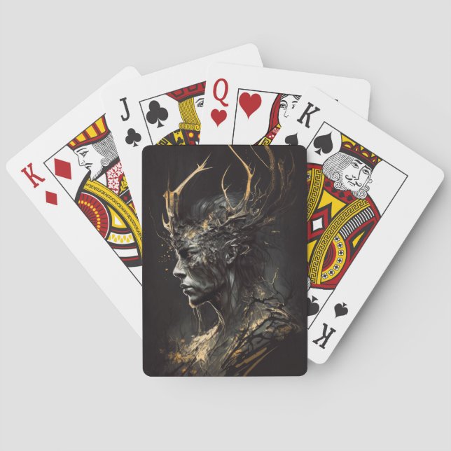 Warrior Portrait Fantasy Painting Dark Character  Poker Cards (Back)