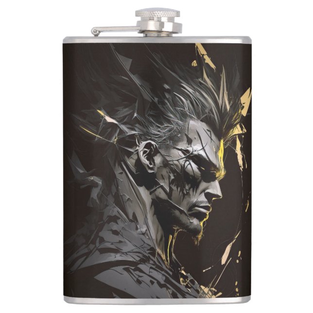 Warrior Portrait Fantasy Painting Wild Spirit Art Flask (Front)