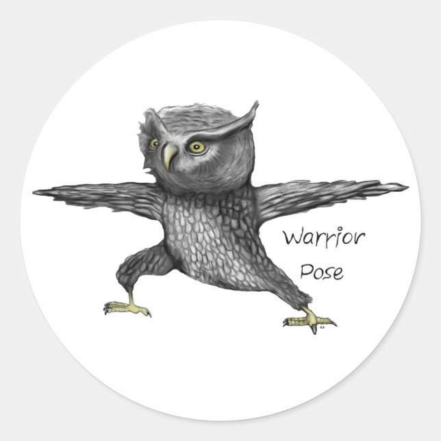 Warrior pose classic round sticker (Front)