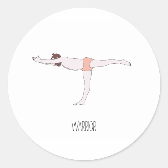 Warrior pose classic round sticker (Front)