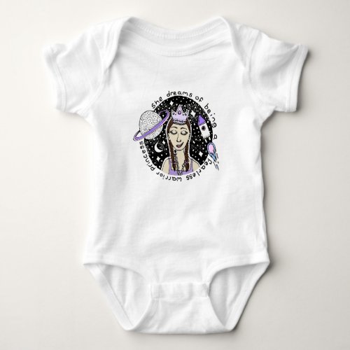 Warrior Princess Doodle Astronaut Feminism  Name Baby Bodysuit