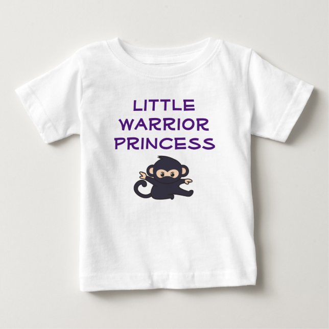 Warrior Princess Funny Cute Cartoon Ninja Monkey Baby T-Shirt (Front)