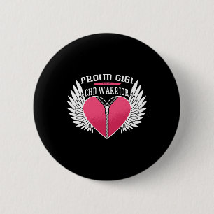 Warrior Proud Gigi Zipper Heart With Angel Wings Button