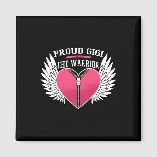 Warrior Proud Gigi Zipper Heart With Angel Wings  Magnet