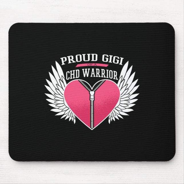Warrior Proud Gigi Zipper Heart With Angel Wings  Mouse Pad (Front)
