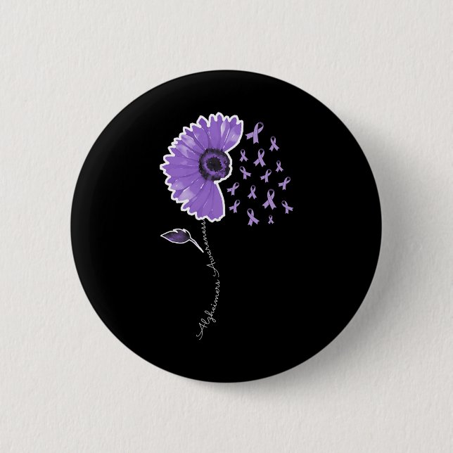 Warrior Purple Sunflower Cute Ribbon  Button (Front)