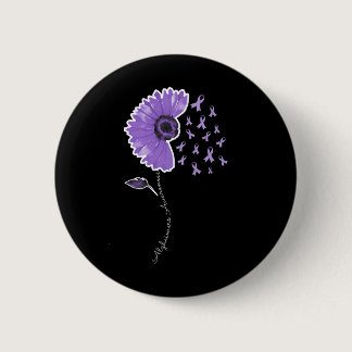 Warrior Purple Sunflower Cute Ribbon  Button