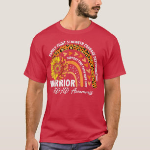 Warrior Rainbow Orange Ribbon ADHD Awareness T-Shirt