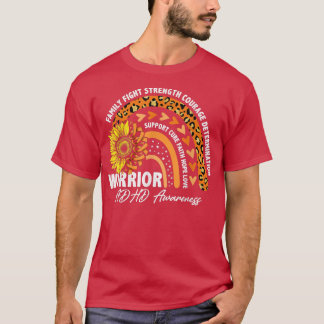 Warrior Rainbow Orange Ribbon ADHD Awareness T-Shirt