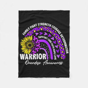 Warrior Rainbow Purple Ribbon Overdose Awareness Fleece Blanket