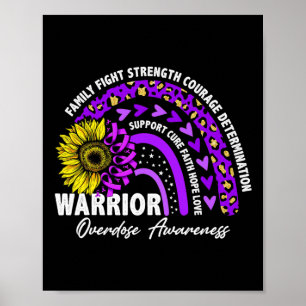 Warrior Rainbow Purple Ribbon Overdose Awareness Poster