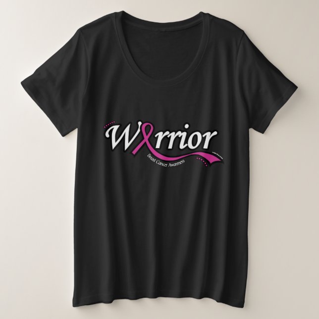 Warrior/Ribbon...Breast Cancer Plus Size T-Shirt (Design Front)
