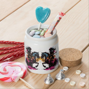 Warrior riding horse in watercolor      candy jar