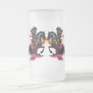 Warrior riding horse in watercolor frosted glass beer mug