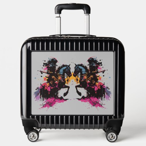 Warrior riding horse in watercolor          luggage