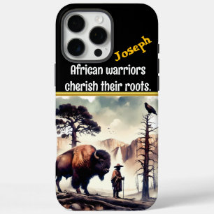 Warrior seated beside a roaring tiger in nature iPhone 16 pro max case