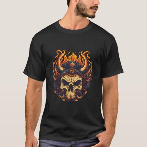Warrior skull with fire T_Shirt