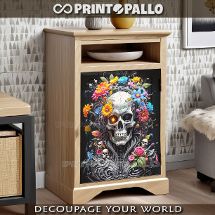 Warrior skull with multi colors flowers tissue paper