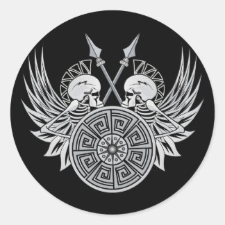 Warrior Skulls Classic Round Sticker