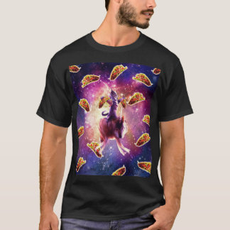 Warrior Space Cat On Wolf unicorn T-Shirt