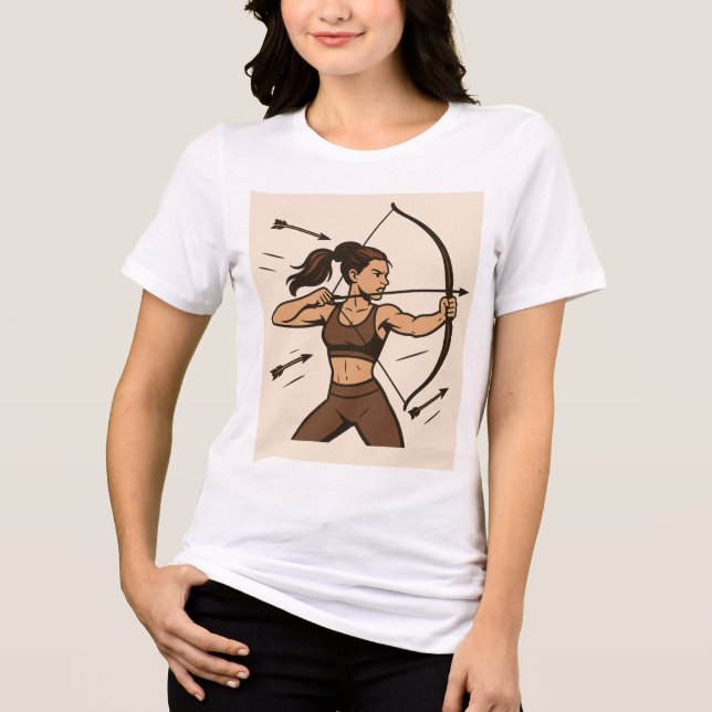 "Warrior Spirit – Girl with Bow & Arrow Tee" Tri-Blend Shirt (Front)