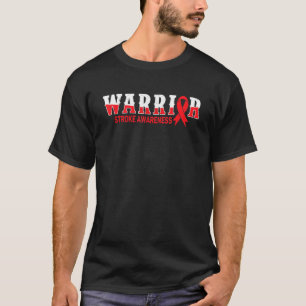 Warrior Stroke Awareness Survivor Retro Brain Red T-Shirt