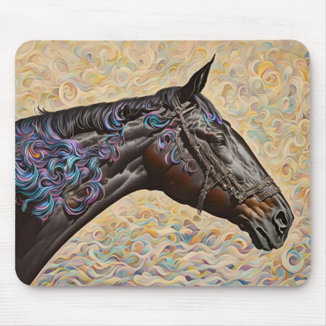Warrior Style Horse Whimsical Art Mouse Pad (Front)