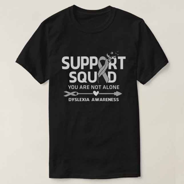 Warrior Support Squad Dyslexia Awareness Feather T-Shirt (Design Front)