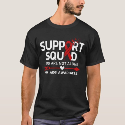 Warrior Support Squad Hiv Aids Awareness Feather T_Shirt