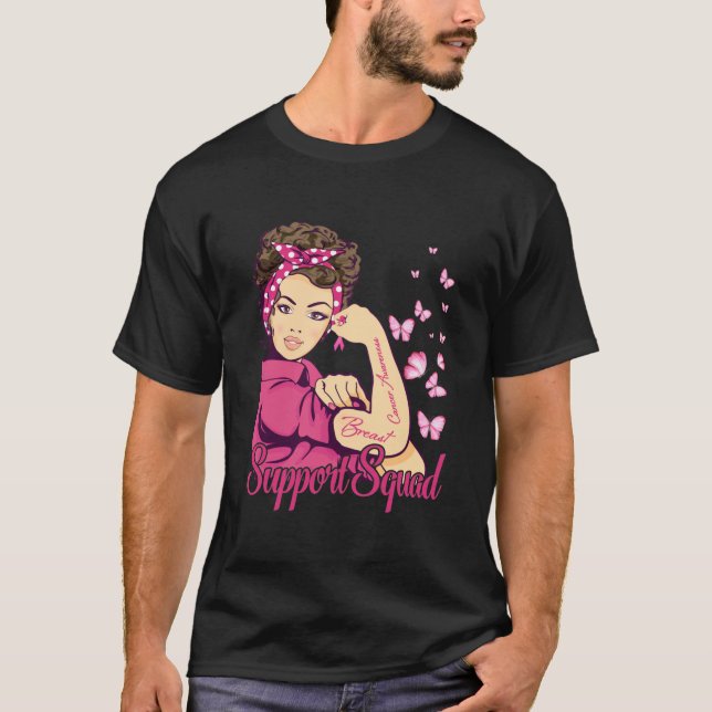 Warrior Support Squad Rosie Riveter Breast Cancer T-Shirt (Front)