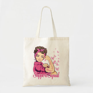 Warrior Support Squad Rosie Riveter Breast Cancer Tote Bag