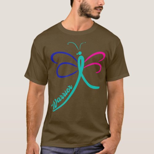 Warrior Thyroid Cancer Butterfly Ribbon Awareness  T_Shirt