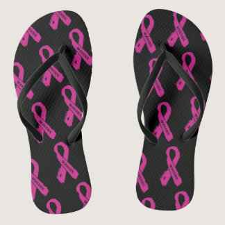 Warrior/ torn ribbon...Breast Cancer Flip Flops