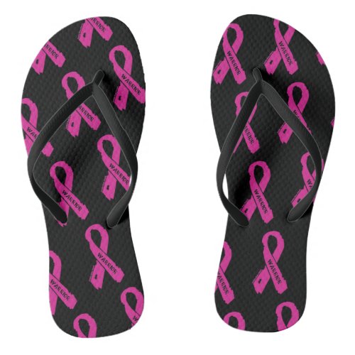 Warrior torn ribbonBreast Cancer Flip Flops