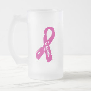 Warrior/ torn ribbon...Breast Cancer Frosted Glass Beer Mug