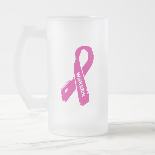 Warrior torn ribbonBreast Cancer Frosted Glass Beer Mug
