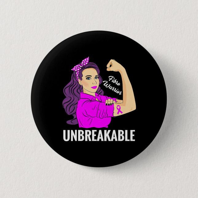Warrior Unbreakable Fibromyalgia Awareness Tee  Button (Front)