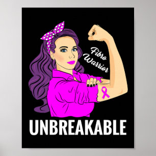 Warrior Unbreakable Fibromyalgia Awareness Tee  Poster