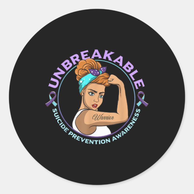 Warrior Unbreakable Suicide Prevention Awareness  Classic Round Sticker (Front)