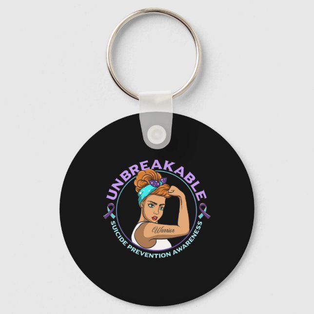 Warrior Unbreakable Suicide Prevention Awareness  Keychain (Front)