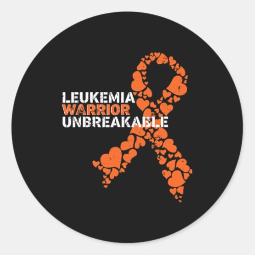 Warrior Unbreakable Tee Blood Cancer Awareness Day Classic Round Sticker