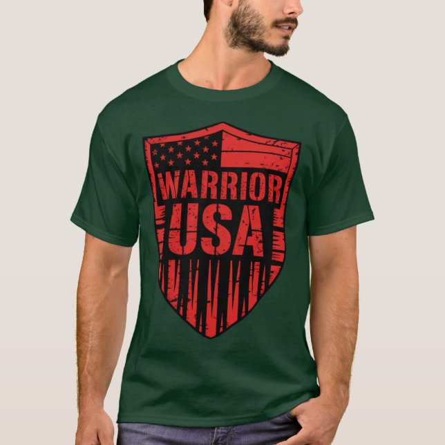 warrior usa grunge american pride graphic T-Shirt (Front)