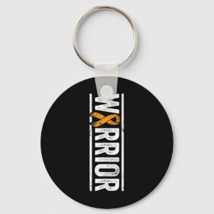 Warrior - Vertical Orange Cancer Awareness Ribbon  Keychain